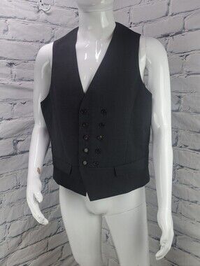 NEW Neil Barrett Mens Vest 100% Wool Gray Finestripe Italy Size 54 EU 44R US 2XL